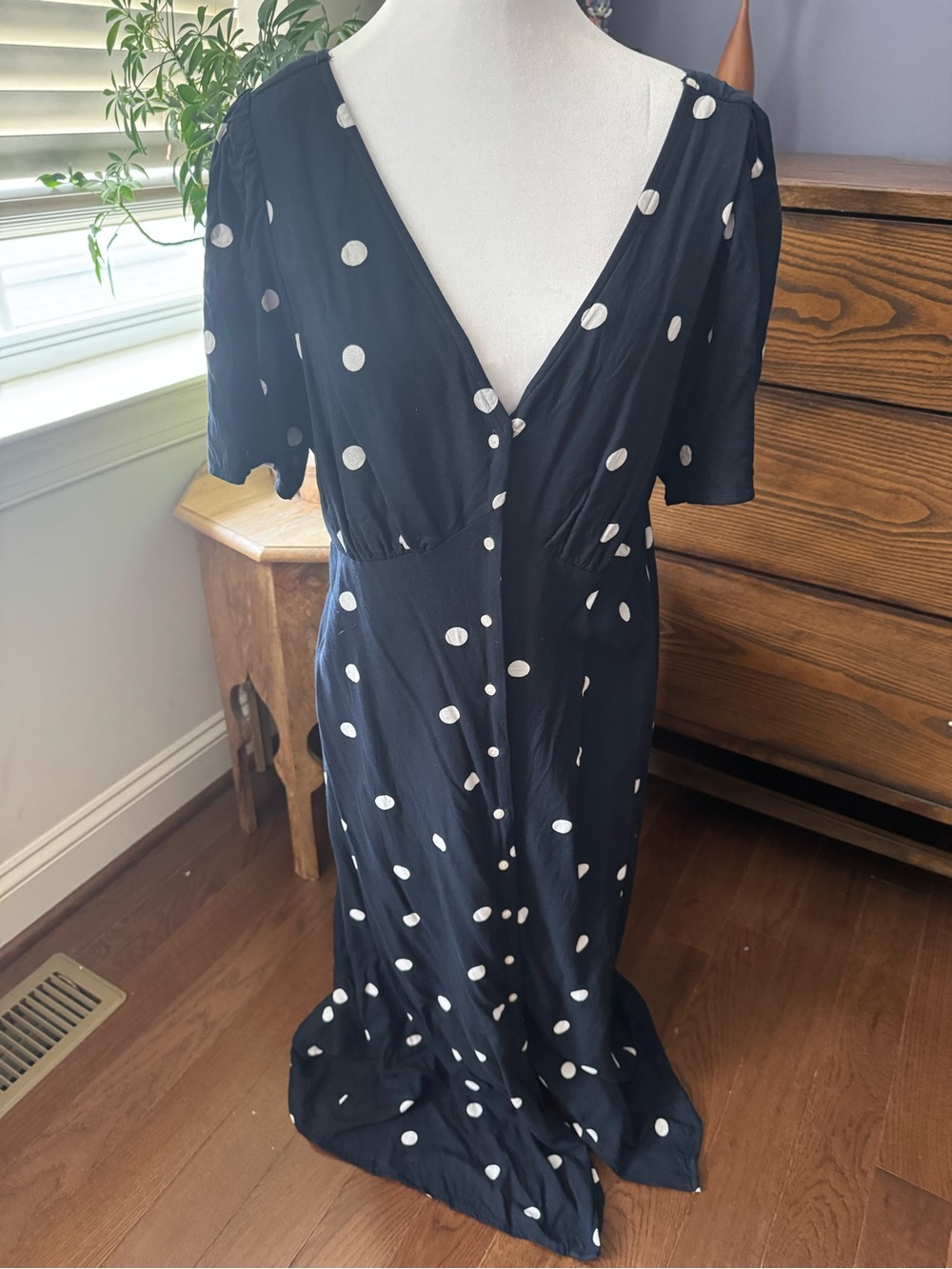 Old Navy Black Maxi Dress with White Polka Dots